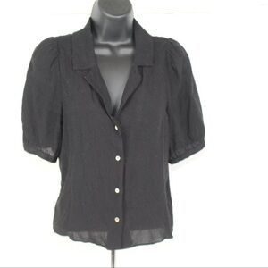 Zara Black Buttoned Top Blouse- Small